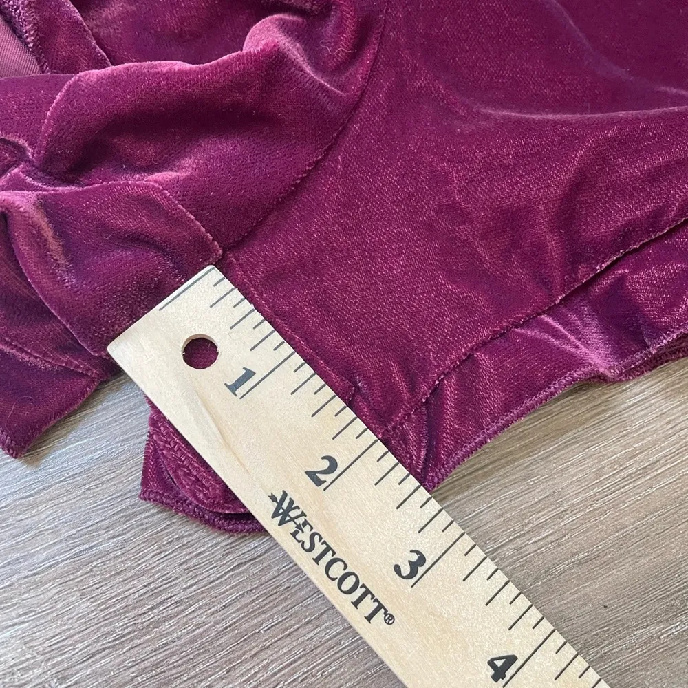 Victoria’s Secret Velour Shorts Burgundy Elastic Waist Ribbon Ruffles ~ Size S - Image 9