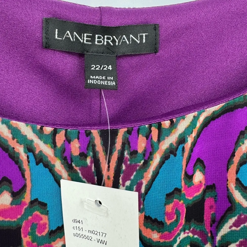 Lane Bryant Paisley Spaghetti Strap Dress High Low Hem Purple Size 22 24 - Image 5