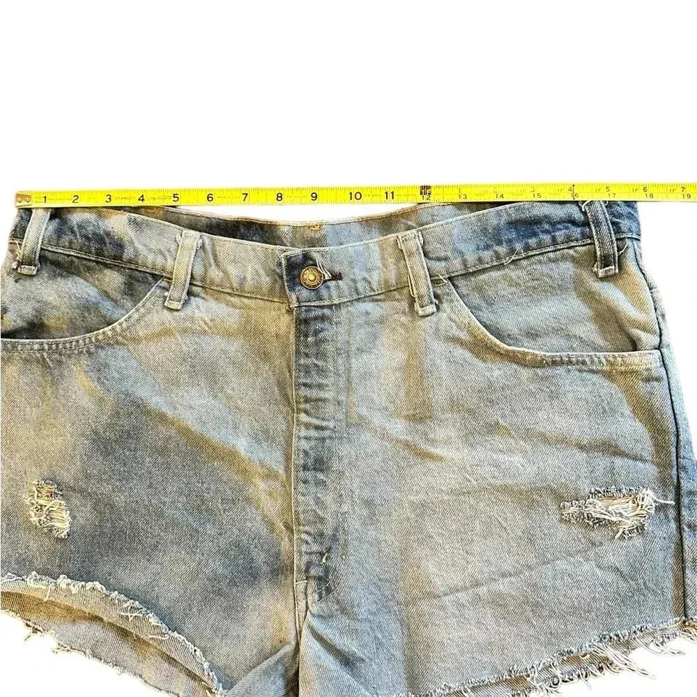 VTG Orange Tag Levi’s Denim Cutoff Shorts 35” Waist  Relaxed Western Grunge - Image 4
