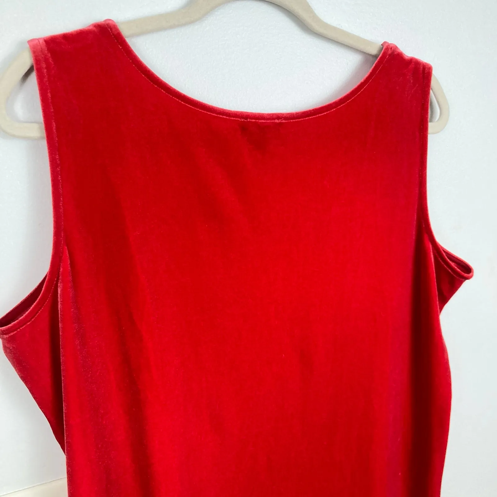 Talbots Womens 1X Red Velvet Sleeveless Top Special Event Party Holiday Vamp - Image 4