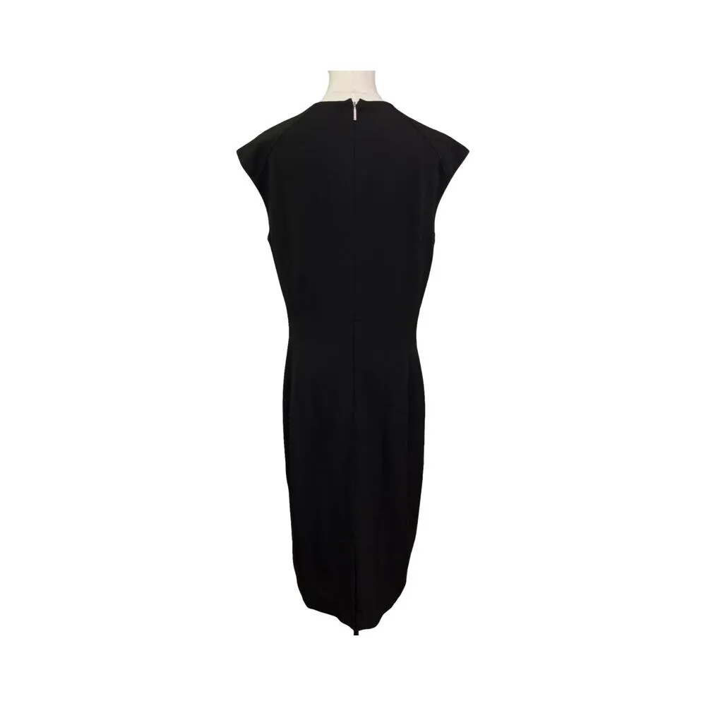 NWT Lauren Ralph Lauren Black Sheath Dress Size 10 Cap Sleeve V - Image 6