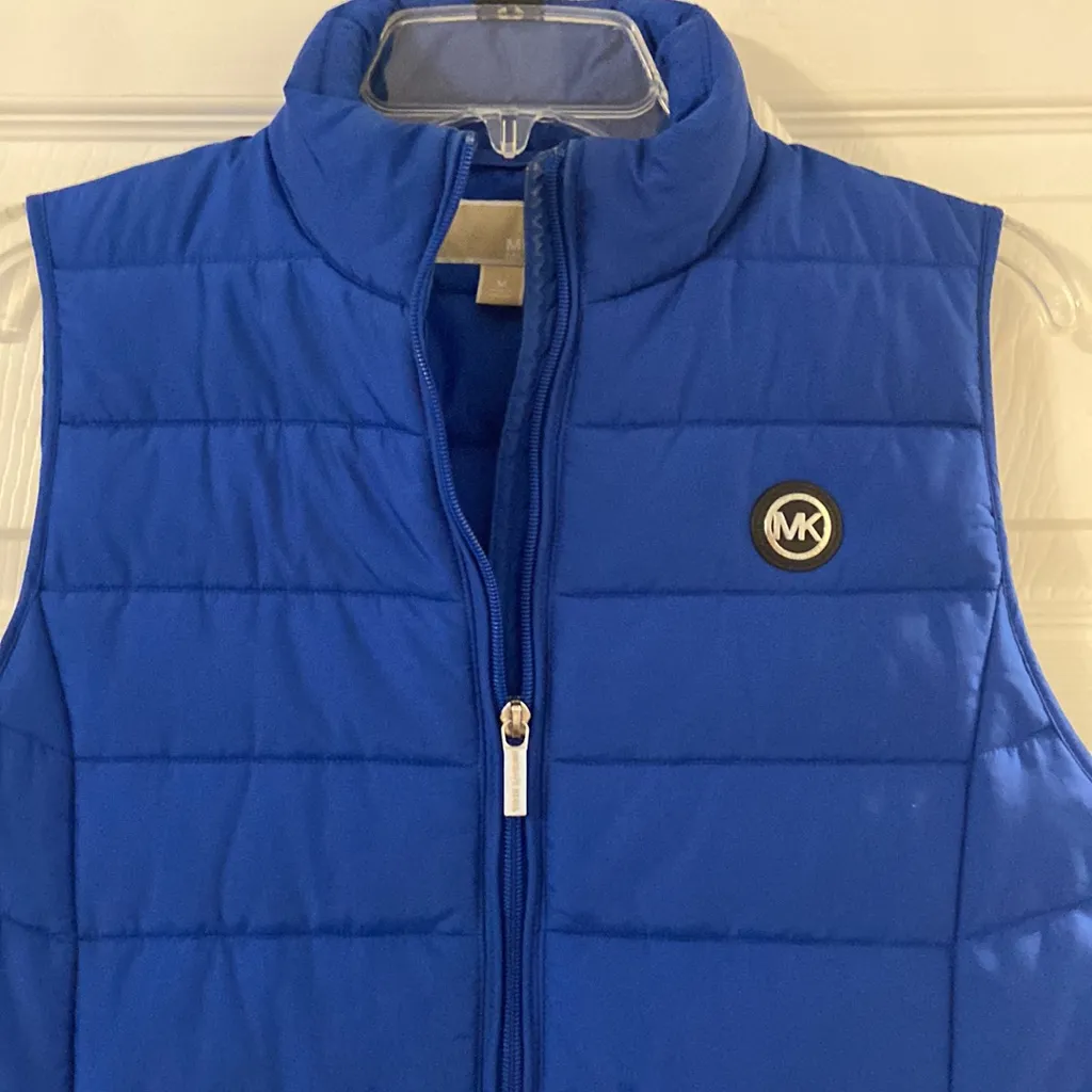 Michael Kors Royal Blue Puffer Vest size M excellent condition length 28” - Image 2