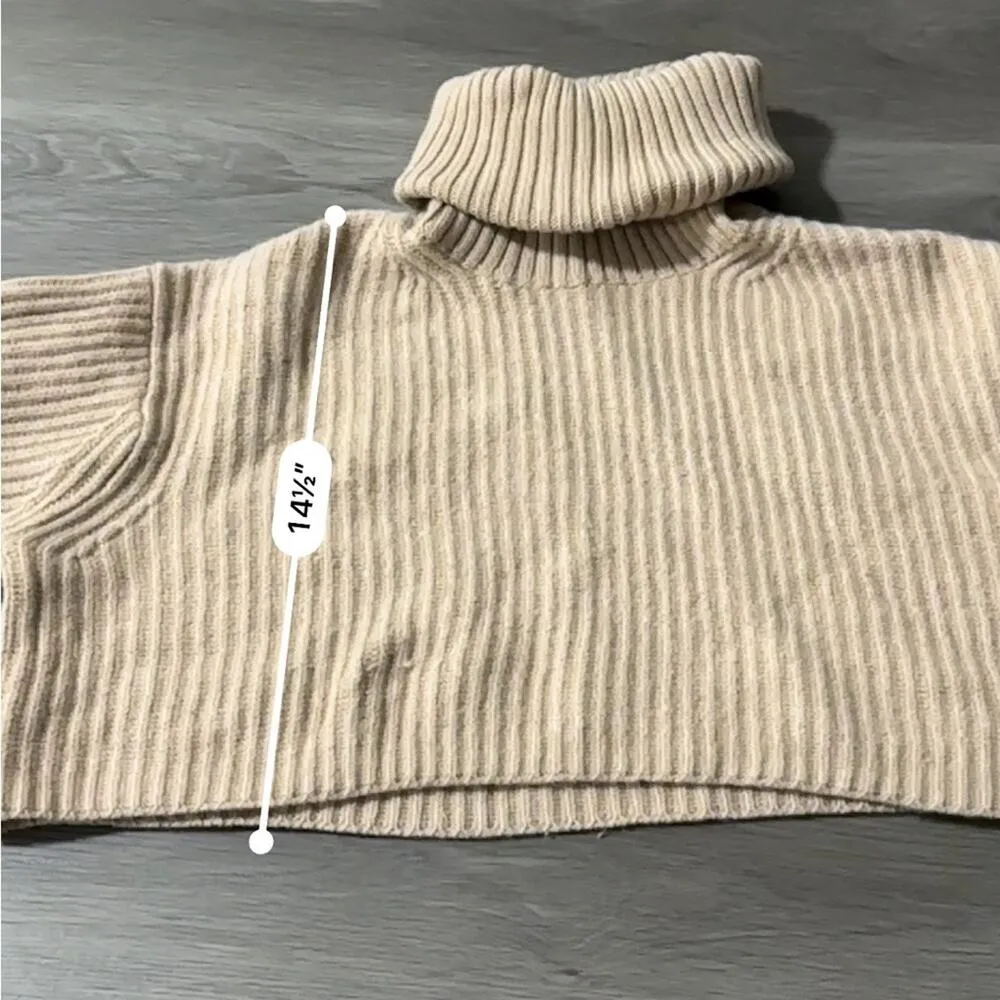 Aritzia Babaton Guell Wool‎ Long Sleeve Turtleneck Cropped Sweater Size XS - Image 11