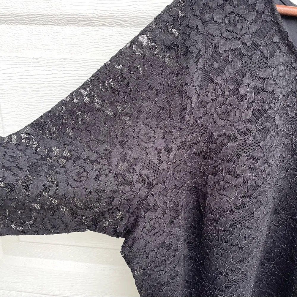 Lane Bryant Womens Shirt Crop Top Black Lace 3/4 Sleeve Plus Size 26/28 - Image 7