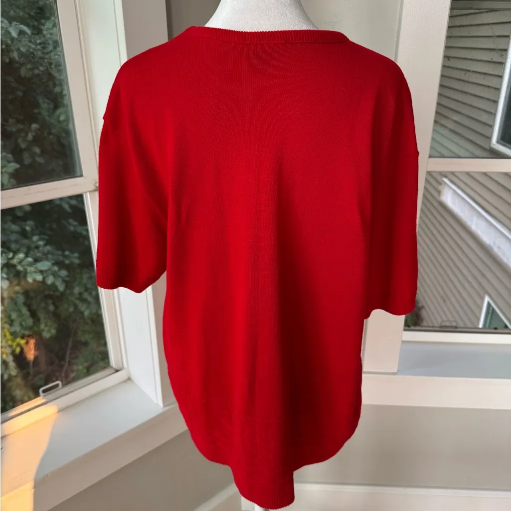 Vintage Company Collection Red White Blue Nautical Sailboat Short Sleeve Sweater Size L - Image 3