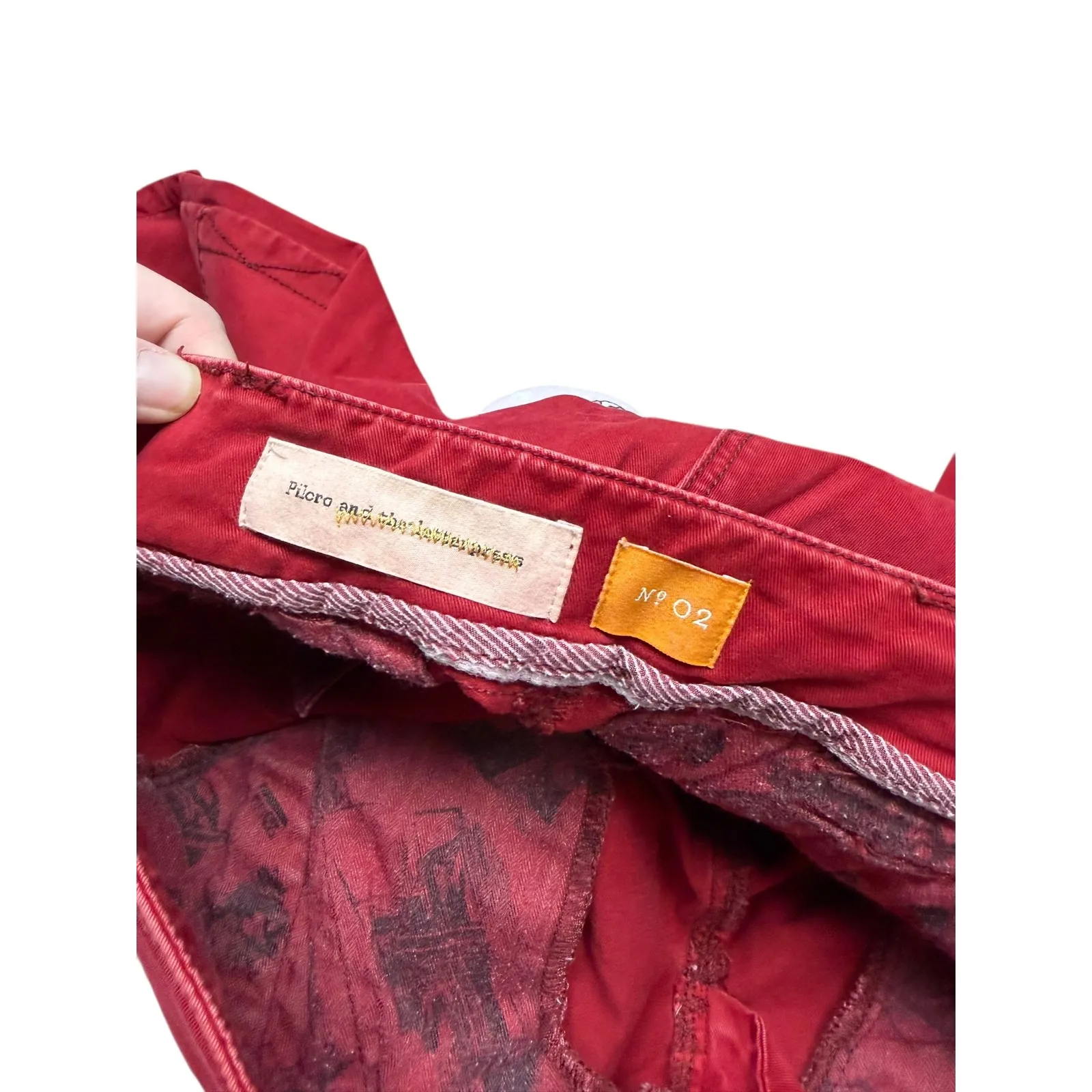 Anthropologie Pilcro And The Letterpress Diamond Stitch Red Moto Jeans Women's 2 - Image 5