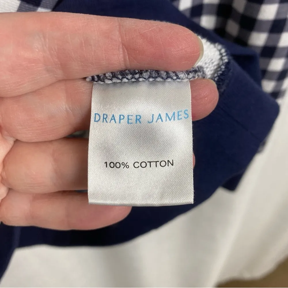 Draper James Navy Blue Gingham Natalie Sweatshirt Sz.1X - Image 11