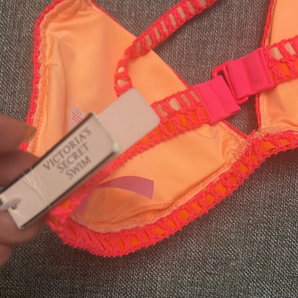 NEW Victoria's Secret Neon Coral Crochet Racerback Large - Image 8