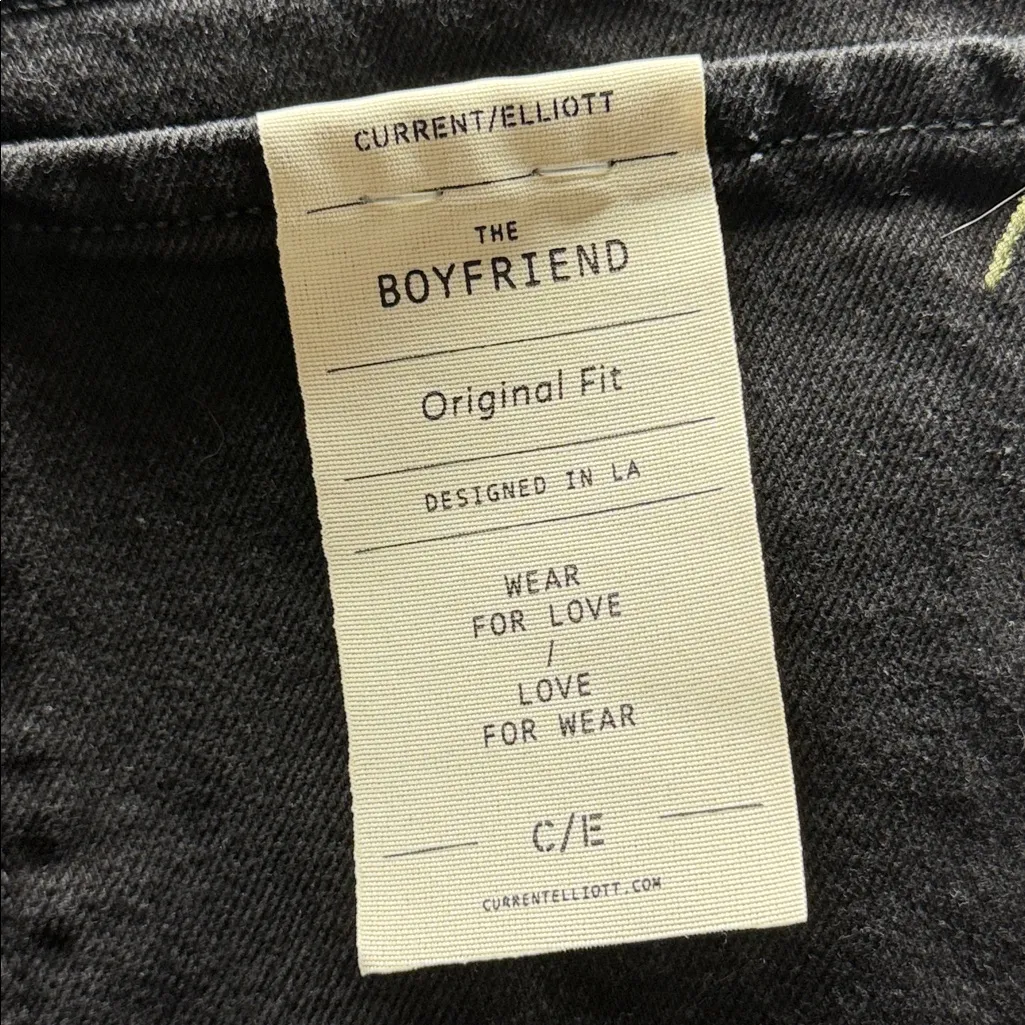 Current Elliott NWT Black Boyfriend Original Fit Ripped Knee Jeans Size 28 - Image 11