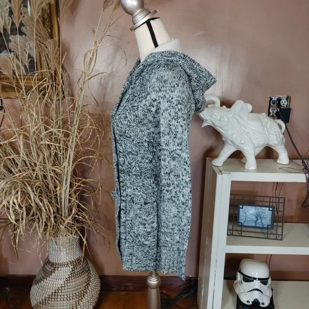 Ashley Outerwear Soft Long Sweater Size Medium M Knit Hood Button Warm Winter - Image 12