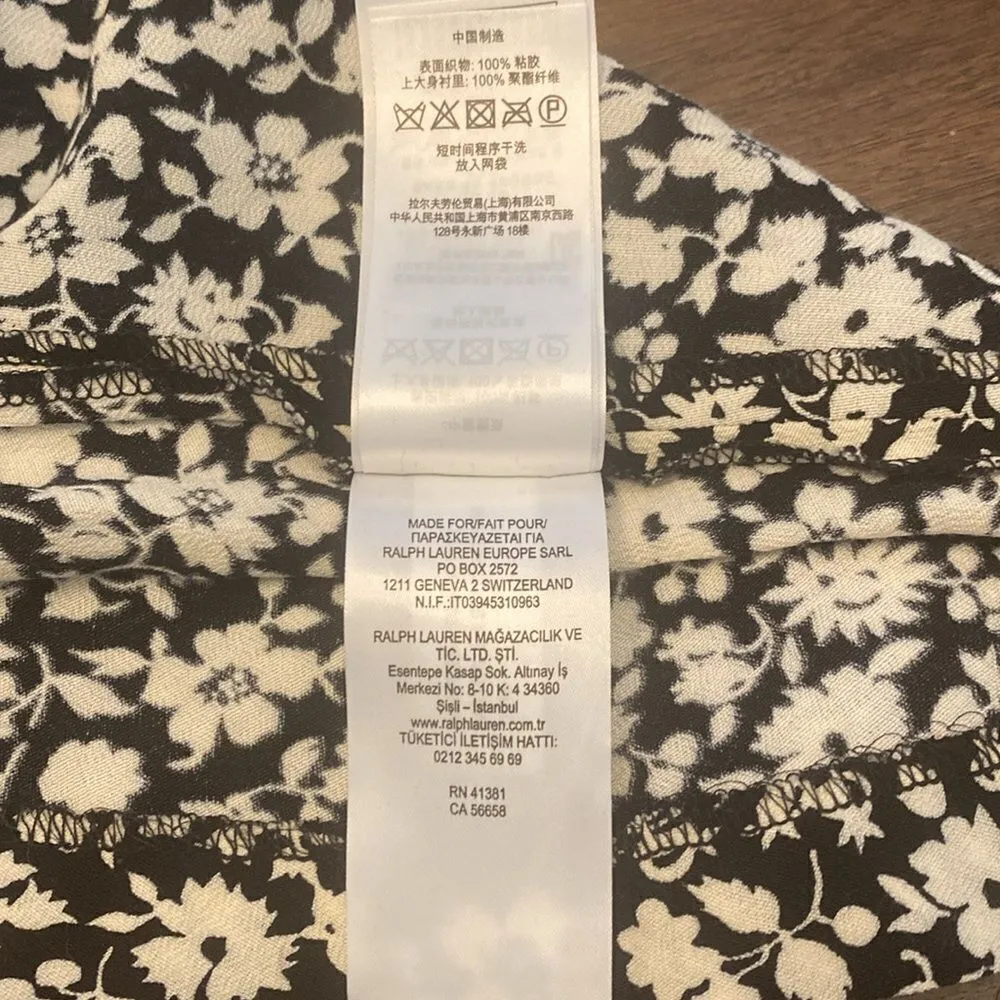 Polo Ralph Lauren Black and Ivory Floral Mini Skater dress retro 90’s size 2 - Image 7