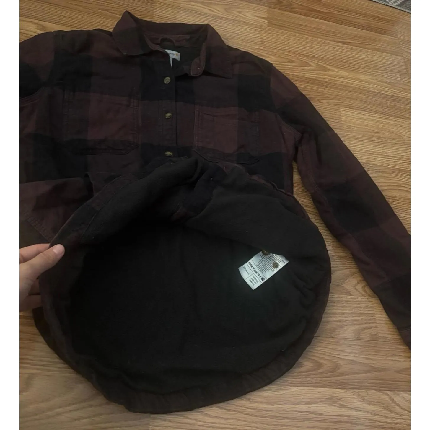 Carhartt Fleece Lined Flannel Button Shirt Size Medium - Image 9