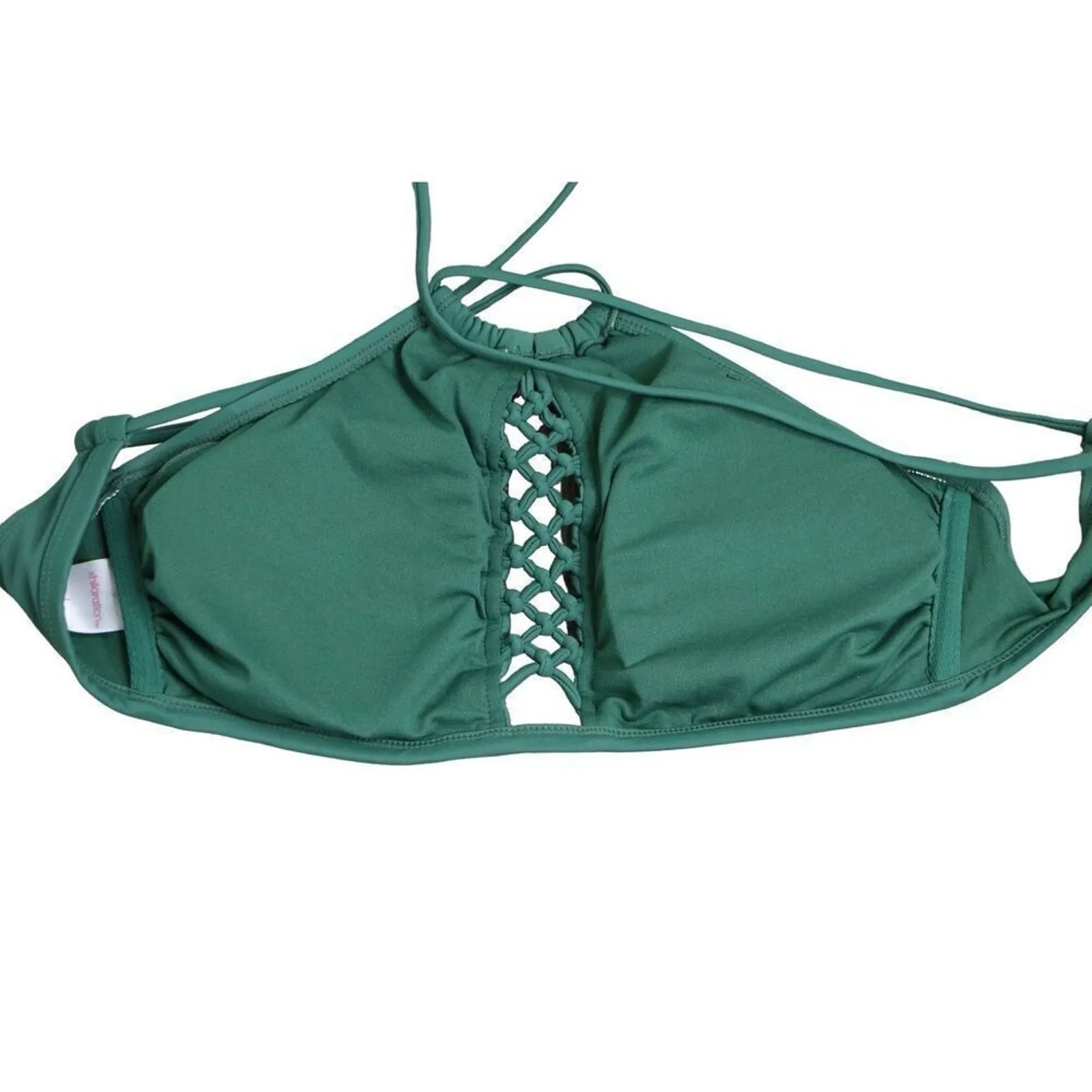 Xhilaration Macrame Halter Green Bandeau Swim Top‎ LARGE Bohemian Swimwear Beach - Image 3