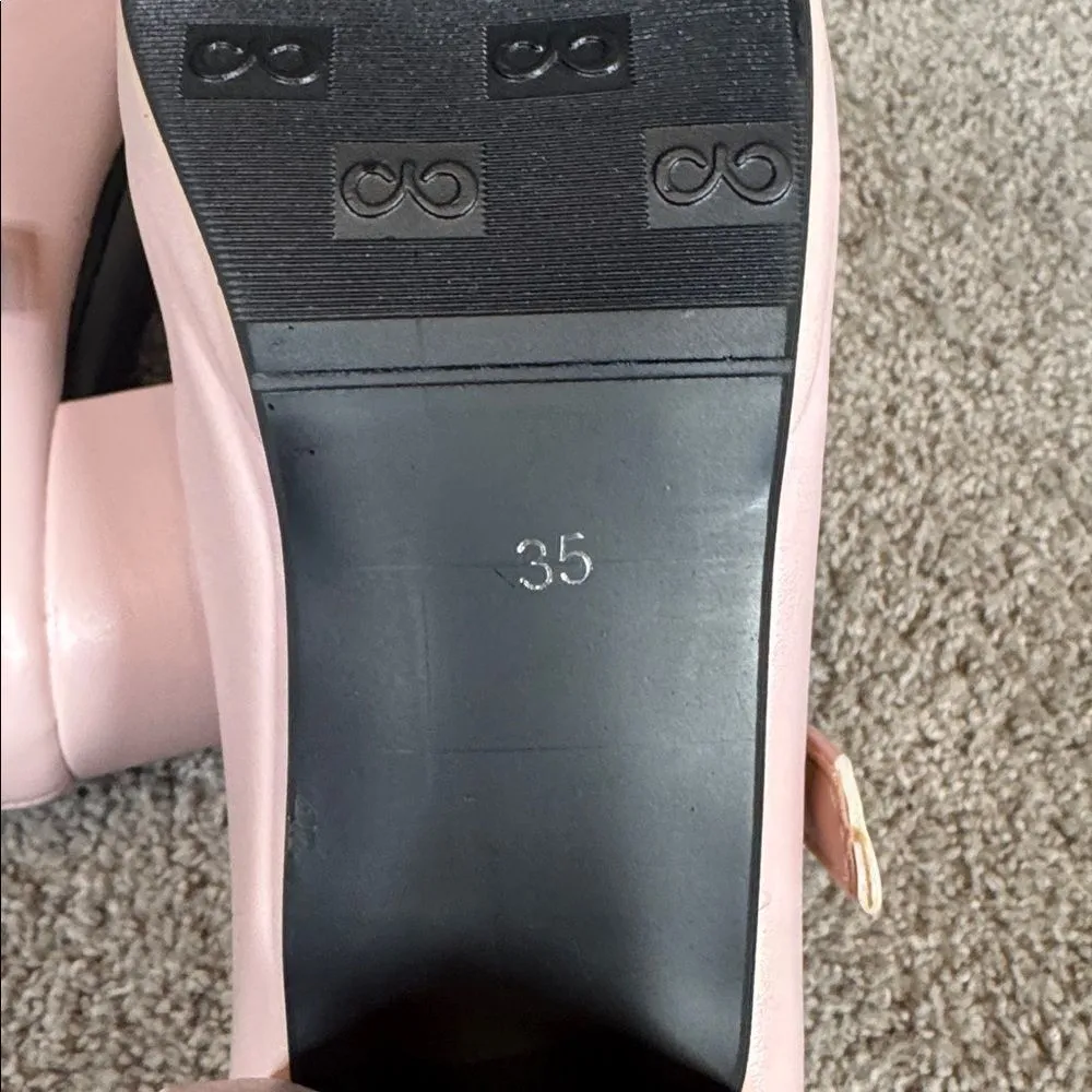 Women’s Pink Chunky Heel Mary Jane Pumps Cute Bow & Hearts Round Toe Size 4.5 Pink - Image 6