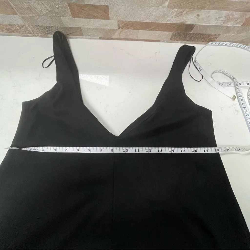 New ZARA Maxi Dress V-Neck Black Faux Suede Voluminous Dress Lagenlook Grunge S - Image 8