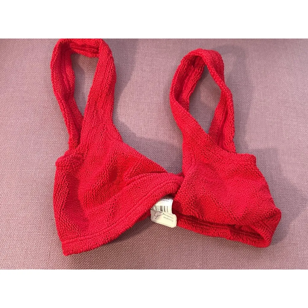 Hunza G Juno Bikini Top in Red One Size New Womens swimsuit - Image 4