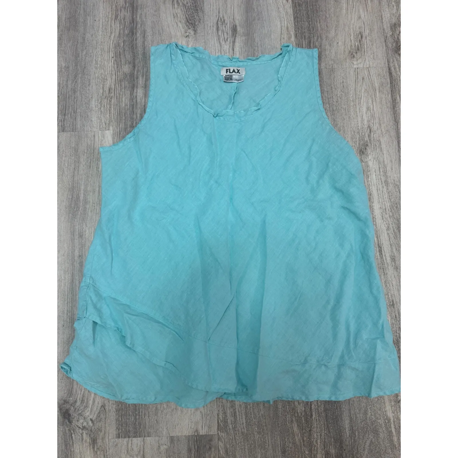 FLAX Linen Tank Top Sleeveless Aqua Blue  Women's‎ Size 3G (24-26) - Image 2