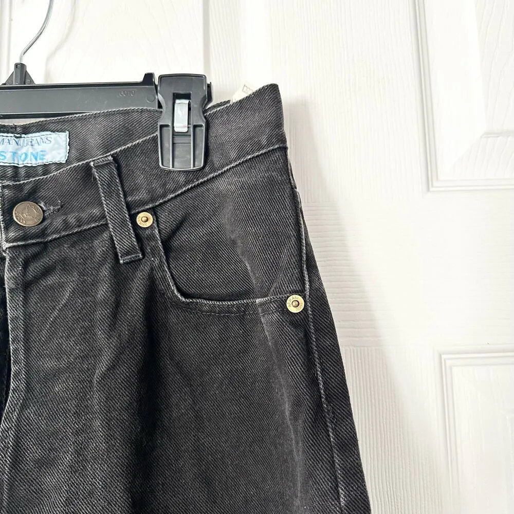 Armani Jeans Vtg Eco Stone Button Fly Black Wash Stiff High Rise Denim Jeans 30 - Image 5