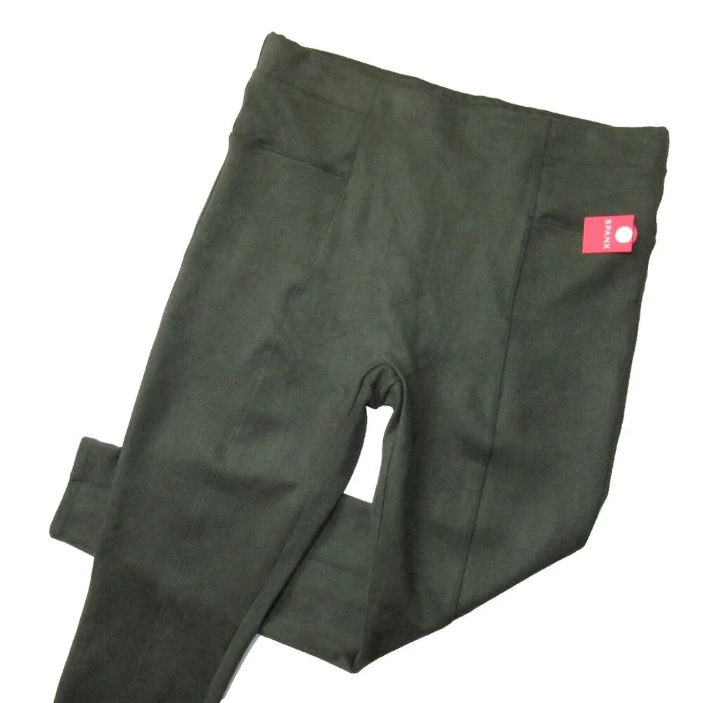 NWT SPANX 20322T Faux Suede Leggings in Olive Seamed Pull-on Pants 3X Tall - Image 2