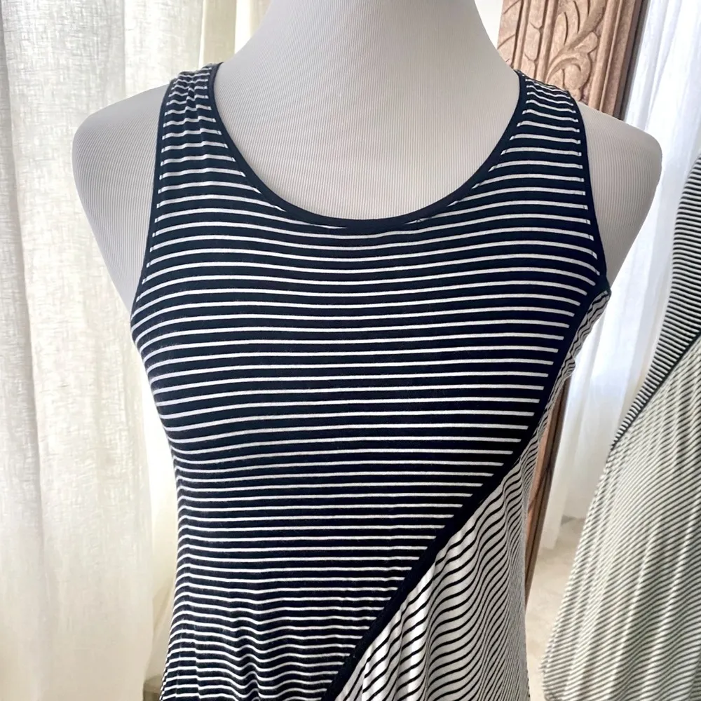 Vintage Spense Brand Asymmetrical Black and White Striped Tank Dress - Image 2