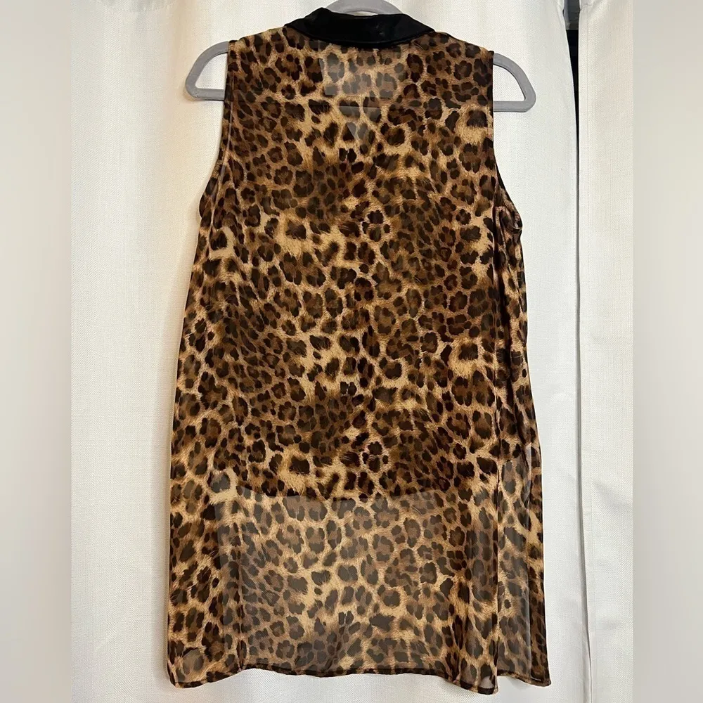 Potter’s Pot Sheer Cheetah Print Blouse Medium - Image 3