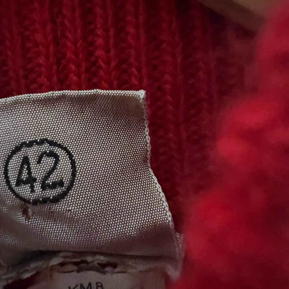 Bergdorf Goodman Vintage Red Ribbed Knit Turtleneck Wool Sweater Size Small - Image 7