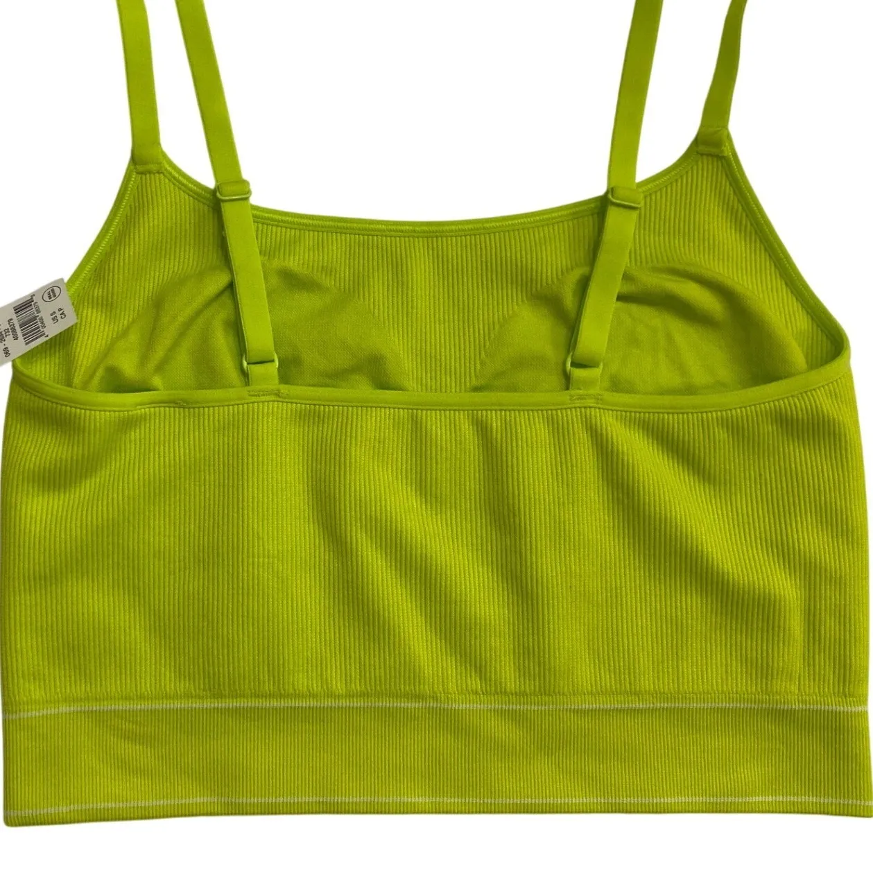 Aerie Real Good Ribbed Seamless Sports Bra Crop Tank Top Lime Green Size S NWT - Image 9