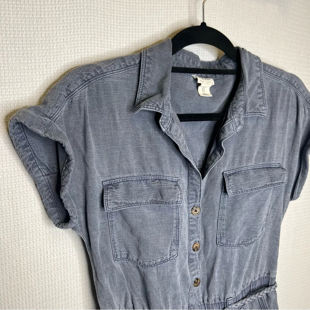 Nicole Miller NY |‎ Small Gray Jumpsuit with Tie Waist Charcoal - Image 2