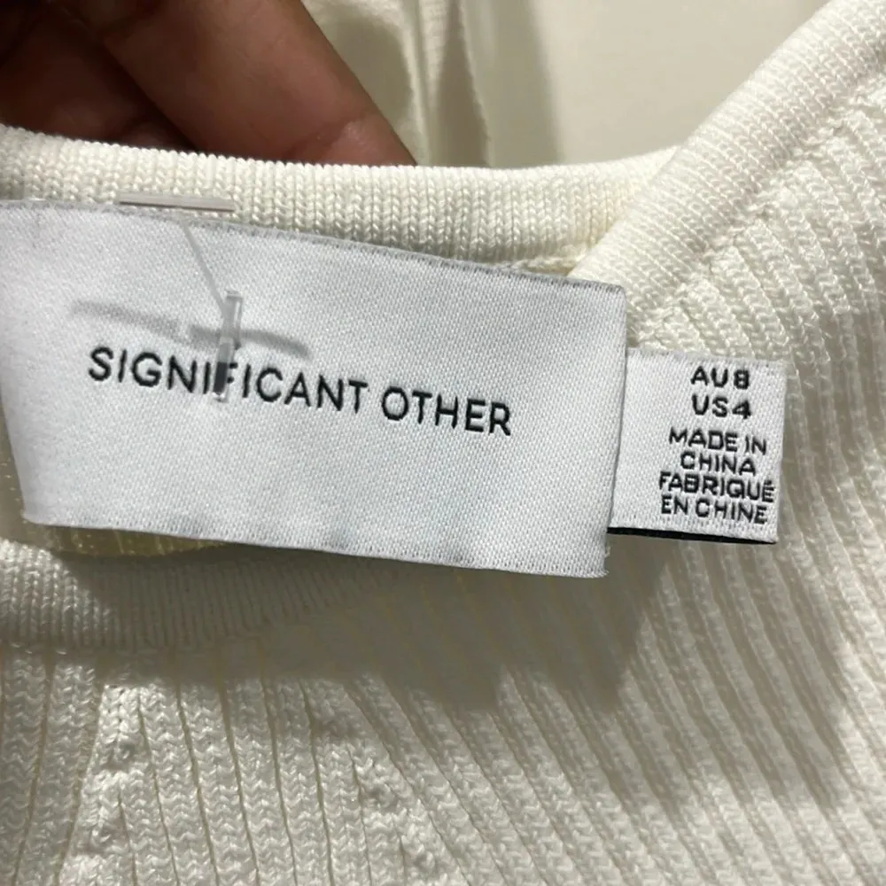 Revolve Significant Other Dacia Knit Long Sleeve Cropped Top in Cream Sz 4 White - Image 6