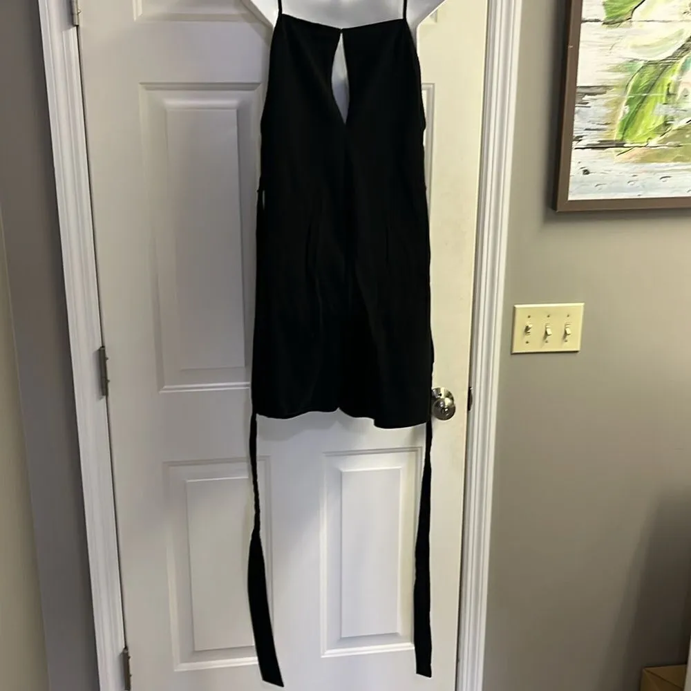 ZARA Black Pull-On Spaghetti Strap Cotton Romper w/ Attached Belt Straps- Large - Image 12