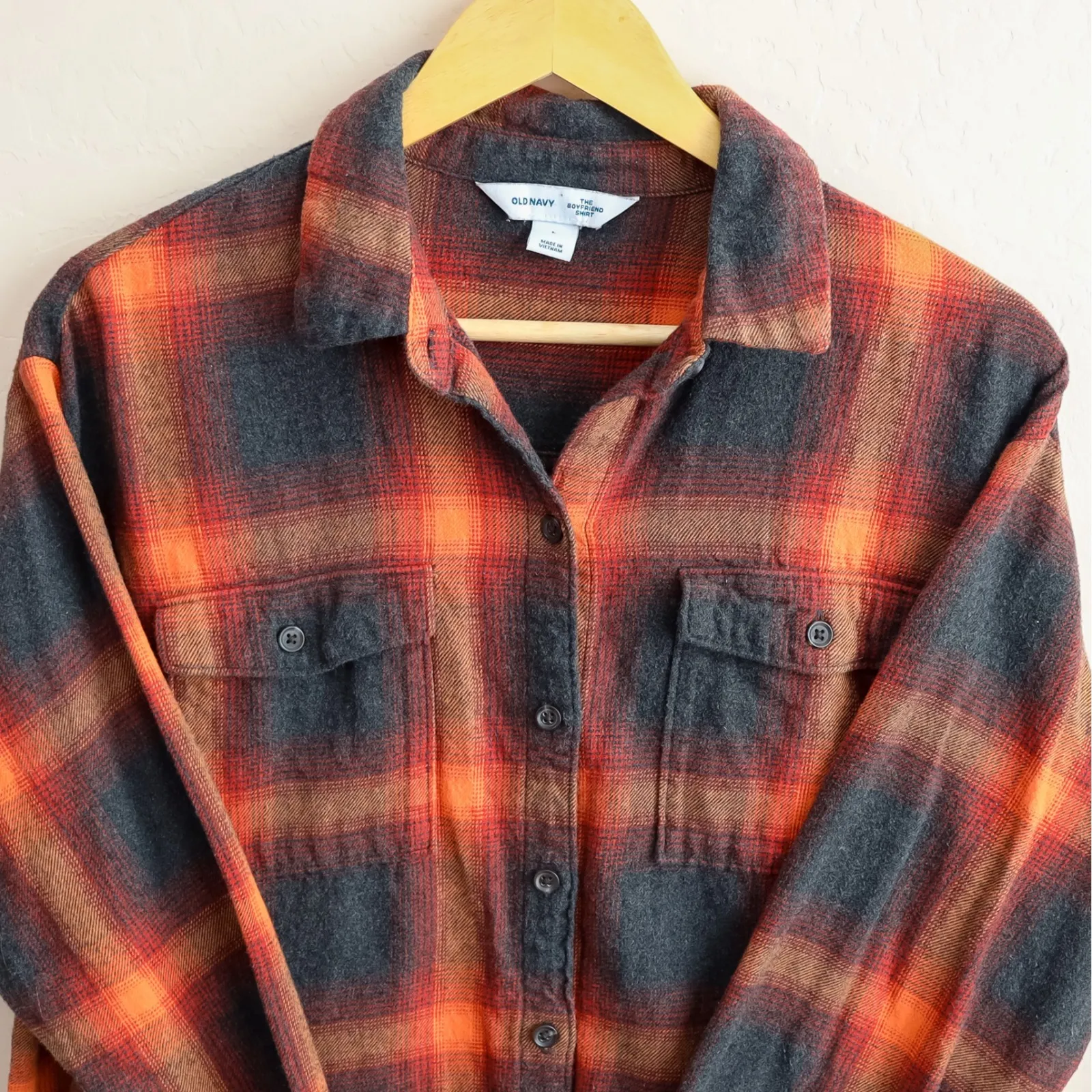 Old Navy The Boyfriend‎ Shirt Women's L Taylor Swift Plaid Evermore Flannel - Image 5