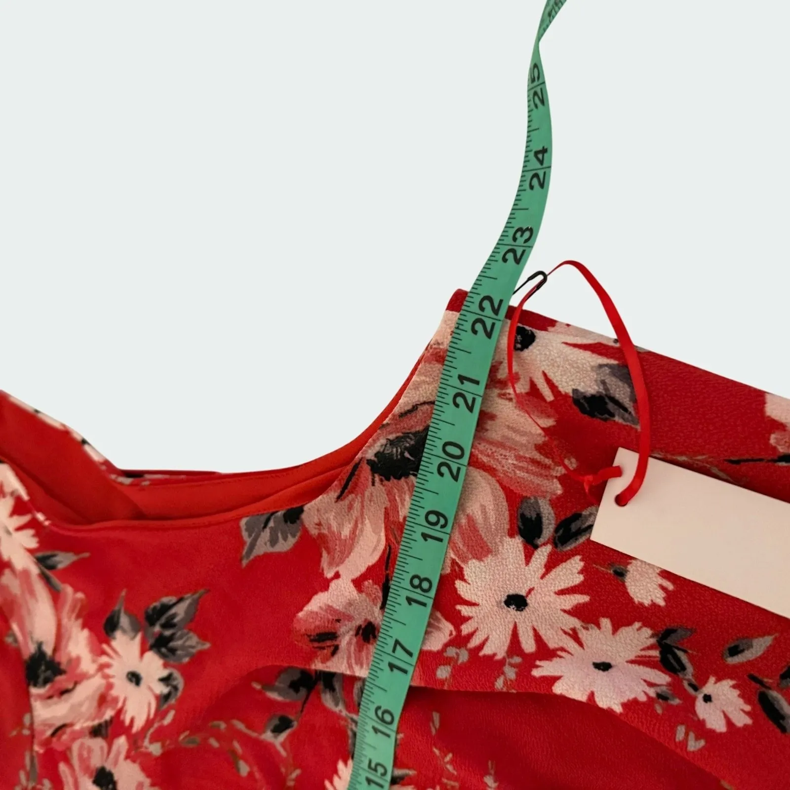 ELLE Floral‎ Tiered High Neck Low Back Dress Sz XXL Back Bow Tie Feminine Career - Image 6