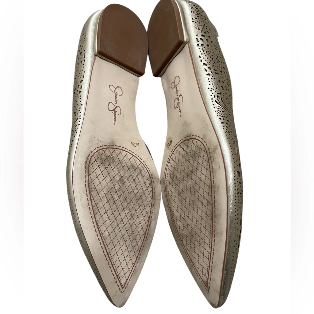 Jessica Simpson Women's Gold Laser-Cut D’Orsay Flats - Image 5