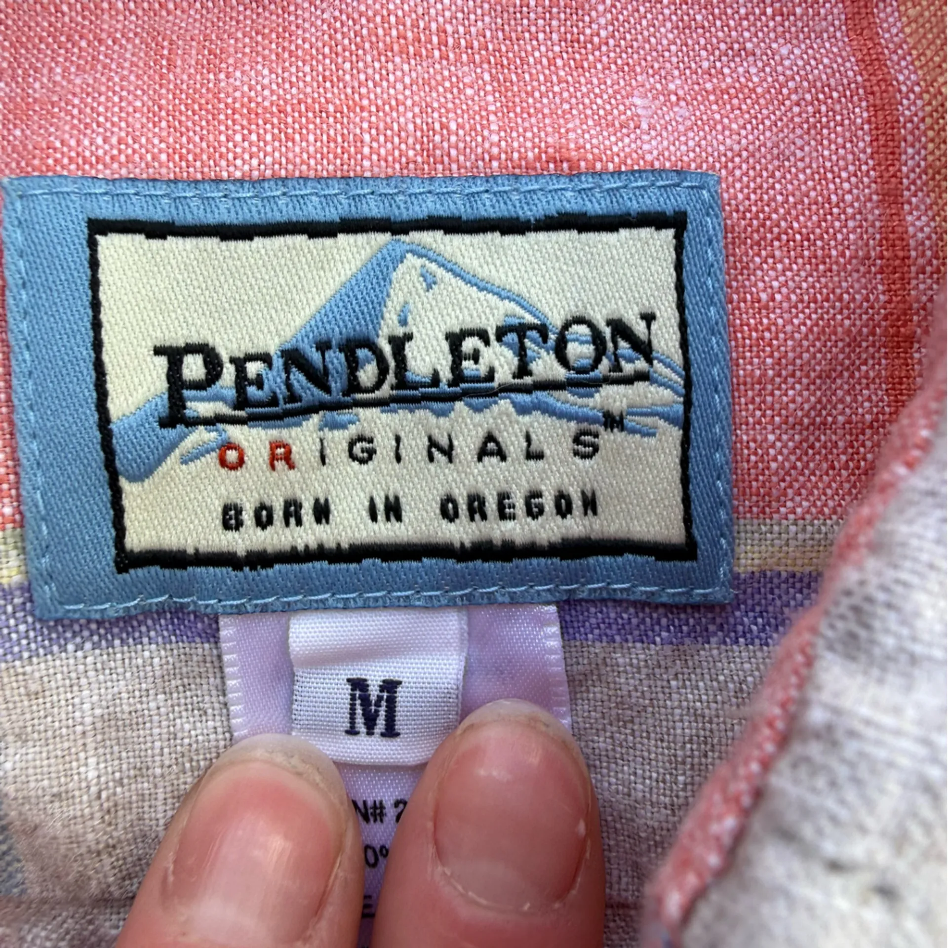 Pendleton Linen Plaid Button-Down Shirt - Coral and White - Image 5
