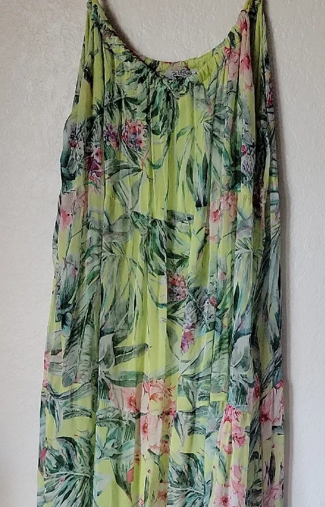Elena Baldi Floral Green Maxi Dress Made In Italy Size XL - Image 2