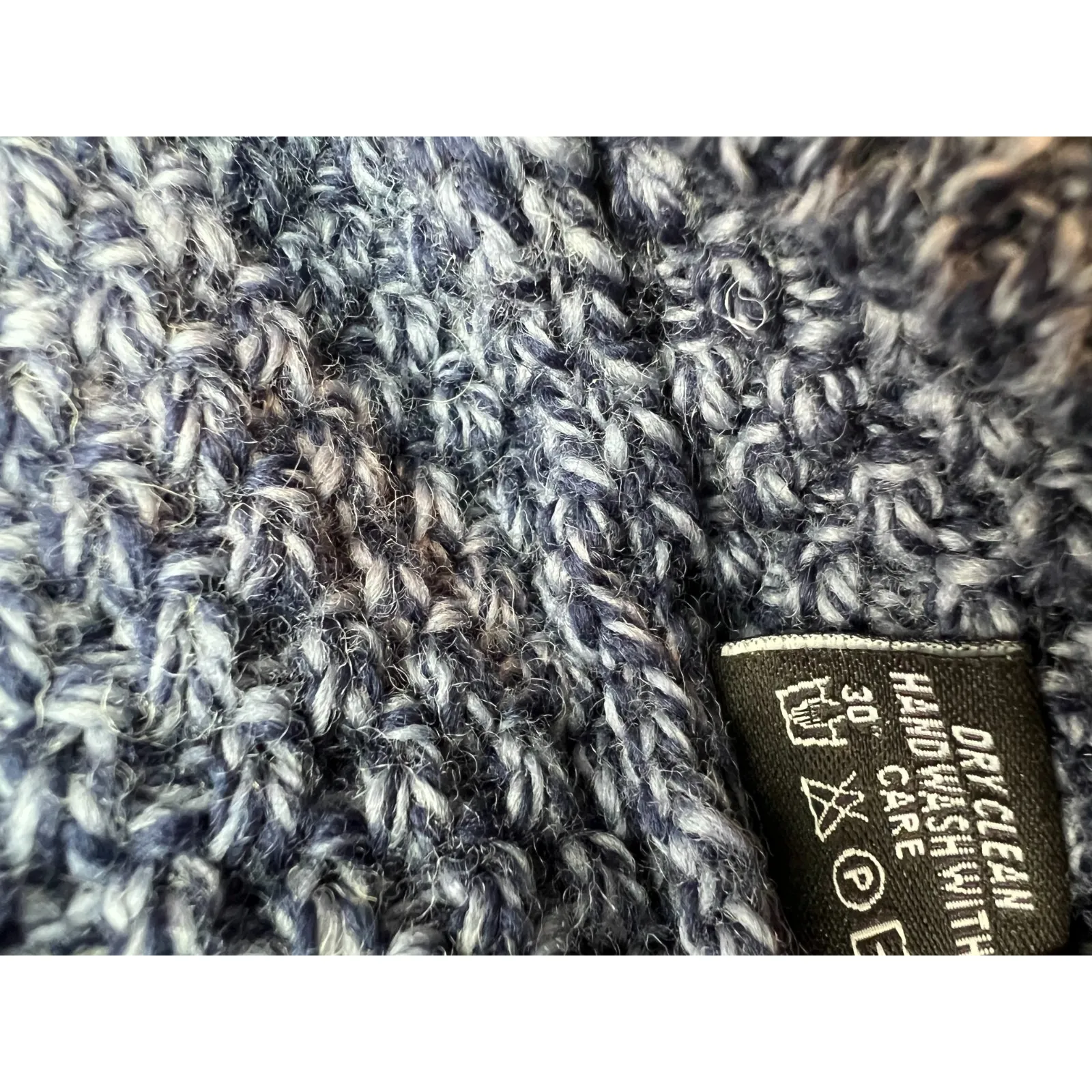 Original Aran Knit Sweater Medium 100% Merino Wool Chunky Grandpa Cableknit Purple - Image 6