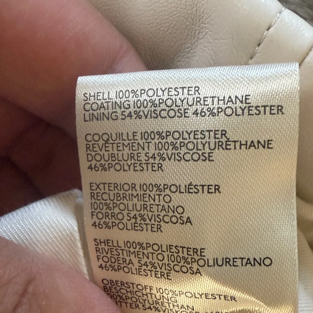 By Anthropologie Cream Faux Leather Jacket Cropped Moto Vest Small - Image 9