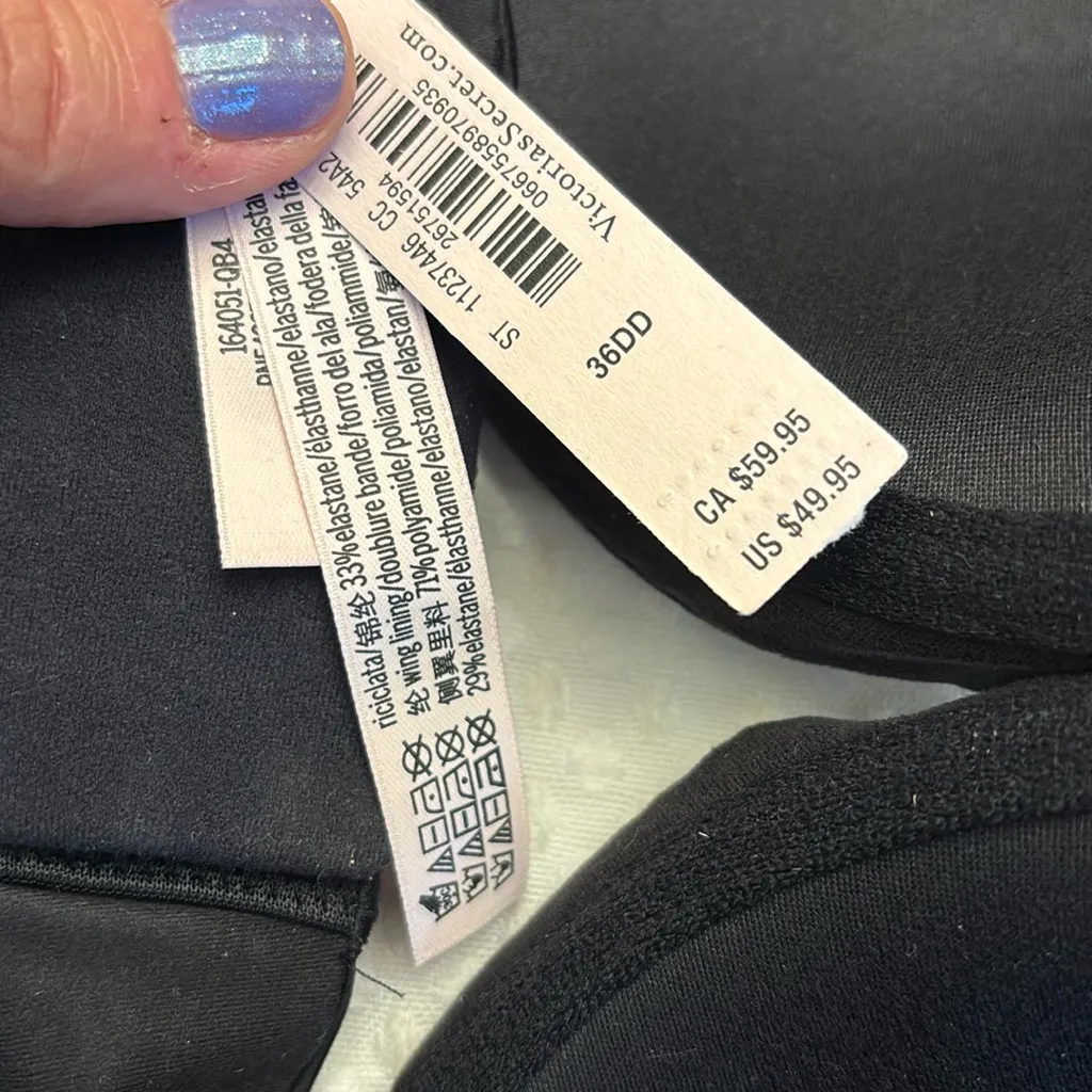 NEW! $50 VICTORIA’S SECRET 36DD(E) Lightly Lined Demi Bra BLACK Padded Underwire - Image 8