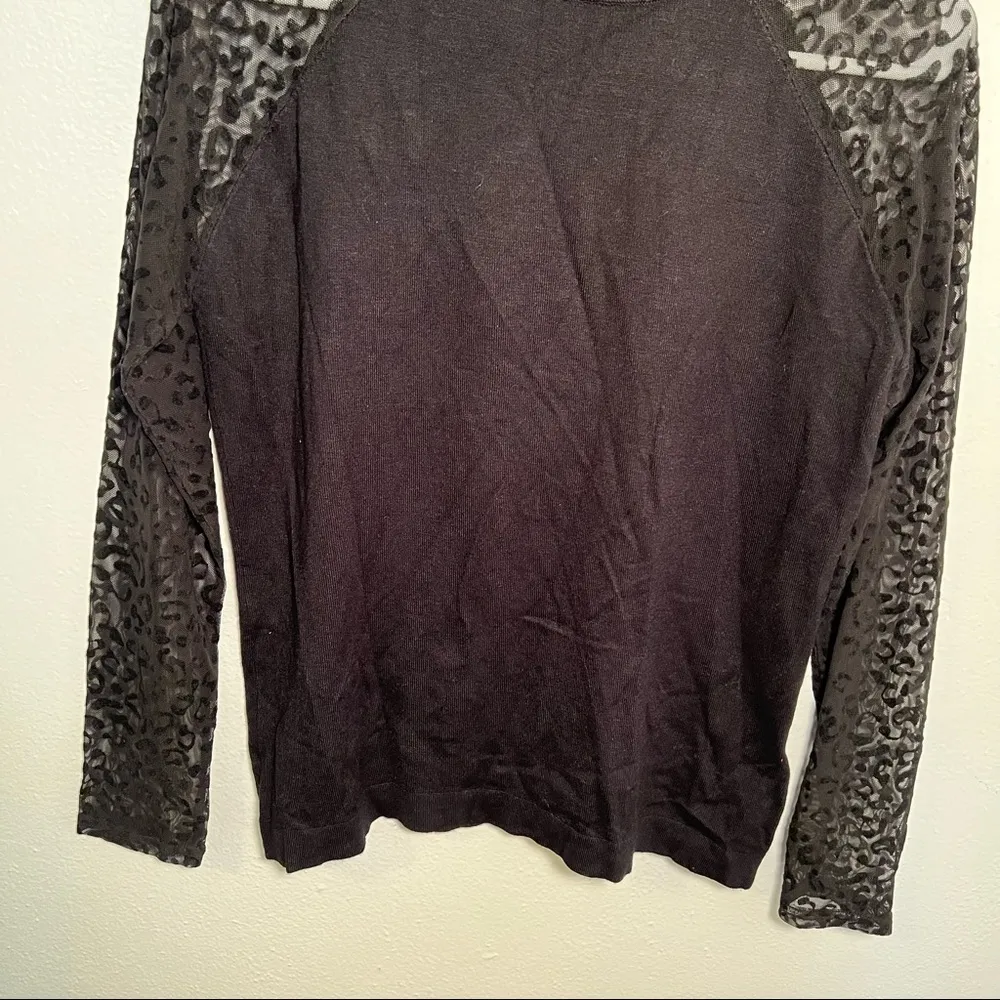 August Silk Mock Neck Sweater Sheer Sleeve - Image 4