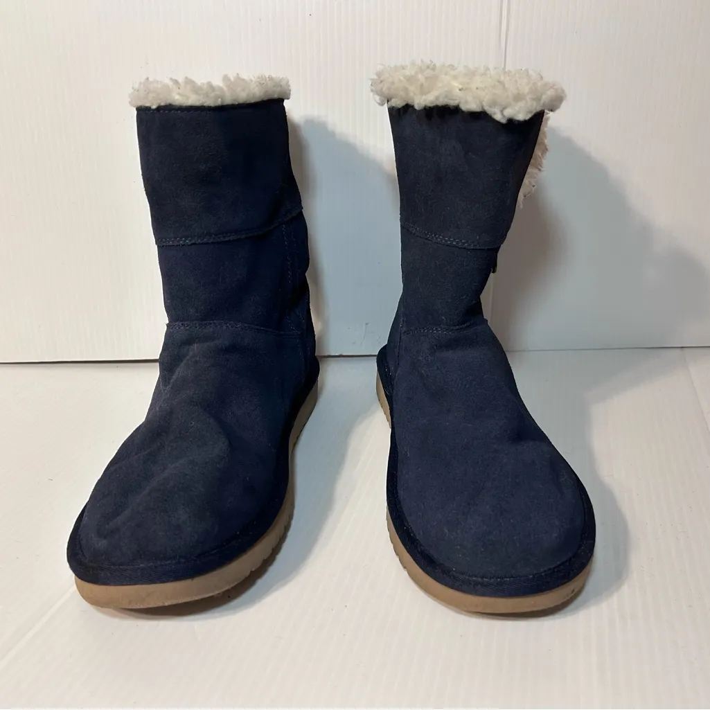 Koolaburra by UGG #1115156 Ariel navy leather sheepskin boots women size 10 - Image 3