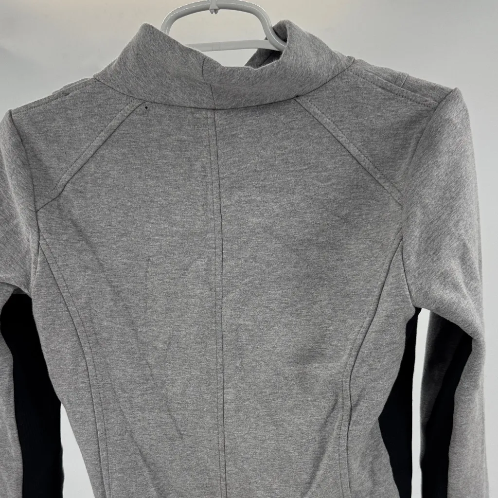 Vince Heather Gray moto cropped jacket M cotton knit scuba contemporary neutral - Image 3