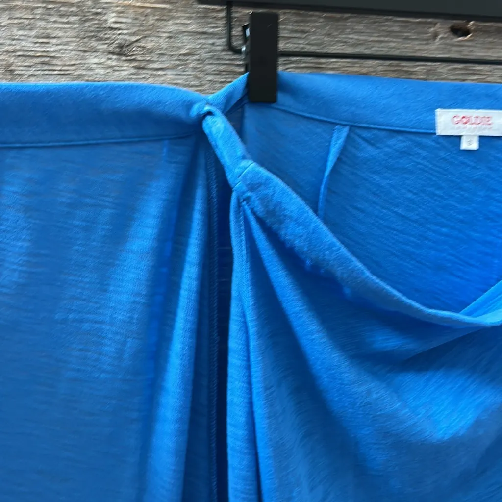 NWT Goldie Slub Ruffle Wrap Midi Skirt Size Small 100% Pima Cotton Royal Blue - Image 5