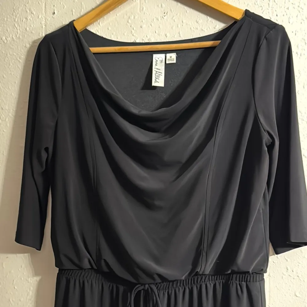 Emma & Michele Black Draped Romper - Image 3