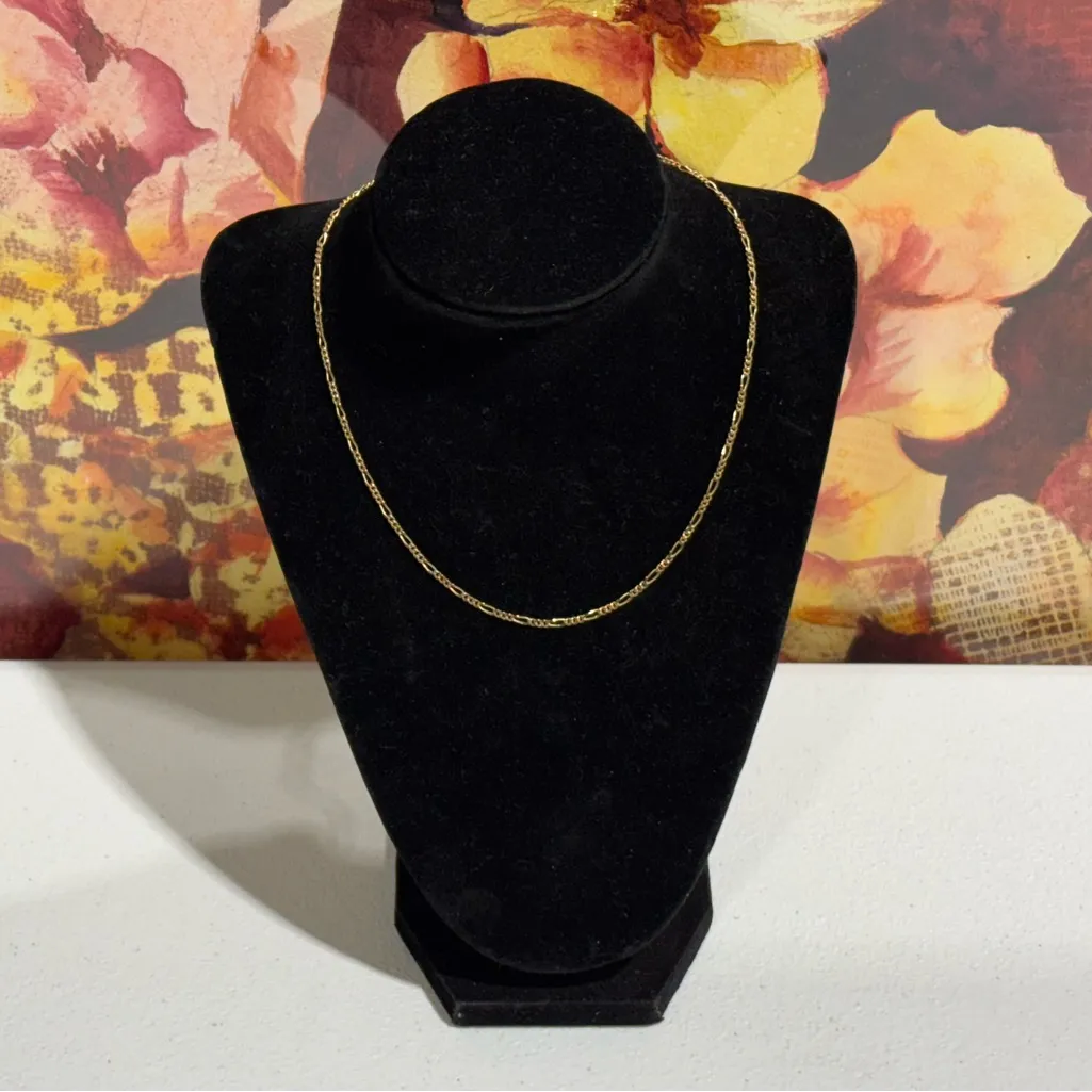 14K SOLID GOLD 'Figaro Link' Necklace Chain 4.4 Grams 16" Inches - Image 4