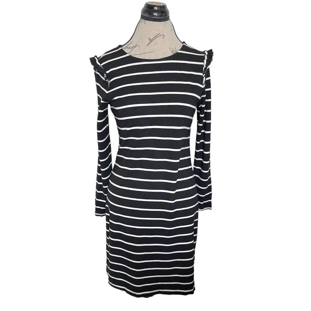 Old Navy Womens Dress Sz Small Striped Ruffle Preppy Punk Gothic Emo Skater - Image 2
