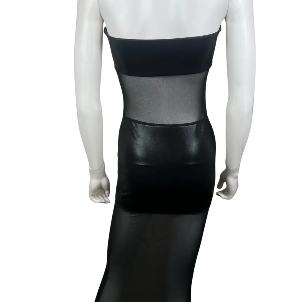 superdown Sheer Panel Black Strapless Maxi Dress - Image 5