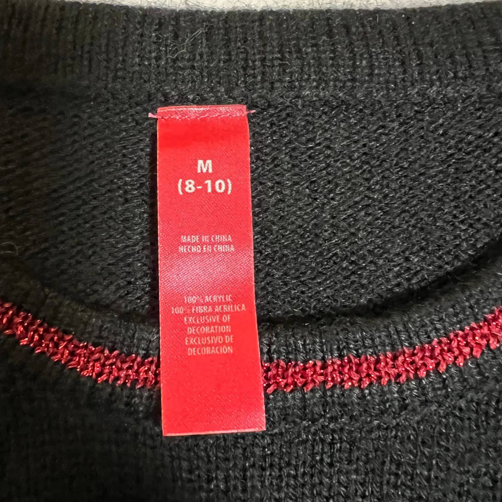 Women's Merry Christmas Crewneck Pullover Knit Sweater Size Medium Holidays Black - Image 4