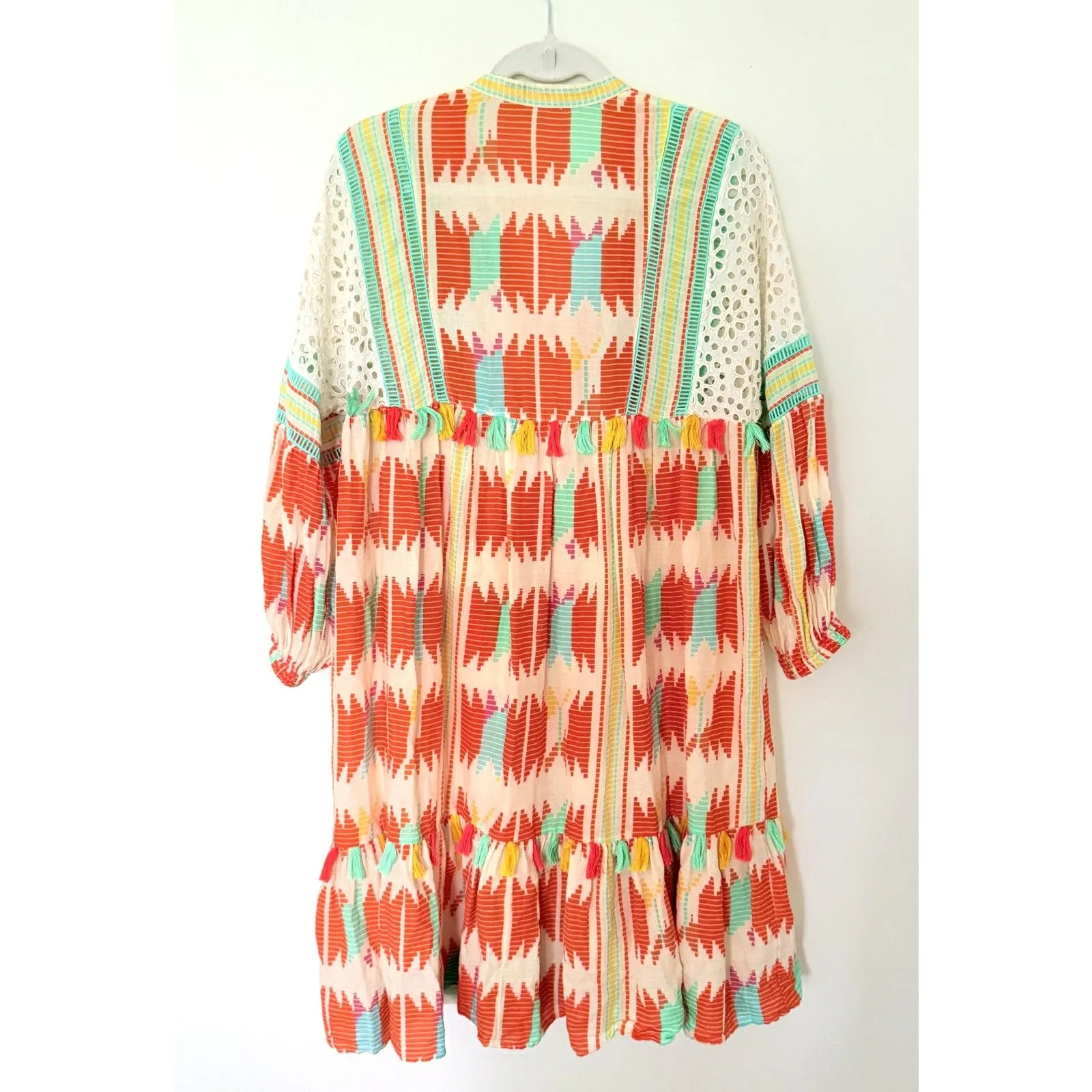 Alice + Olivia Rosanne 100% Cotton Tassel Fringe Bohemian Tunic Dress Sz XS - Image 3