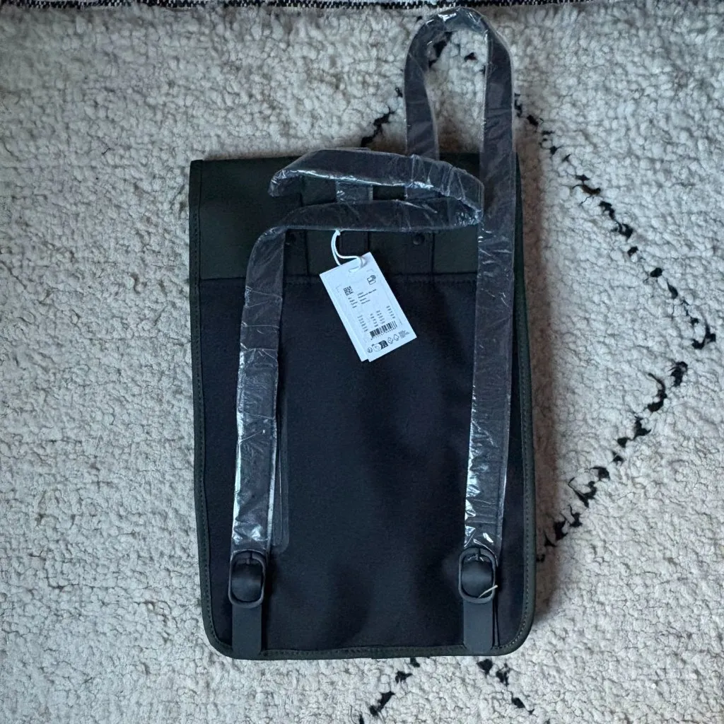 Rains NWT Backpack Mini olive green commuter student school waterproof bag Black - Image 6