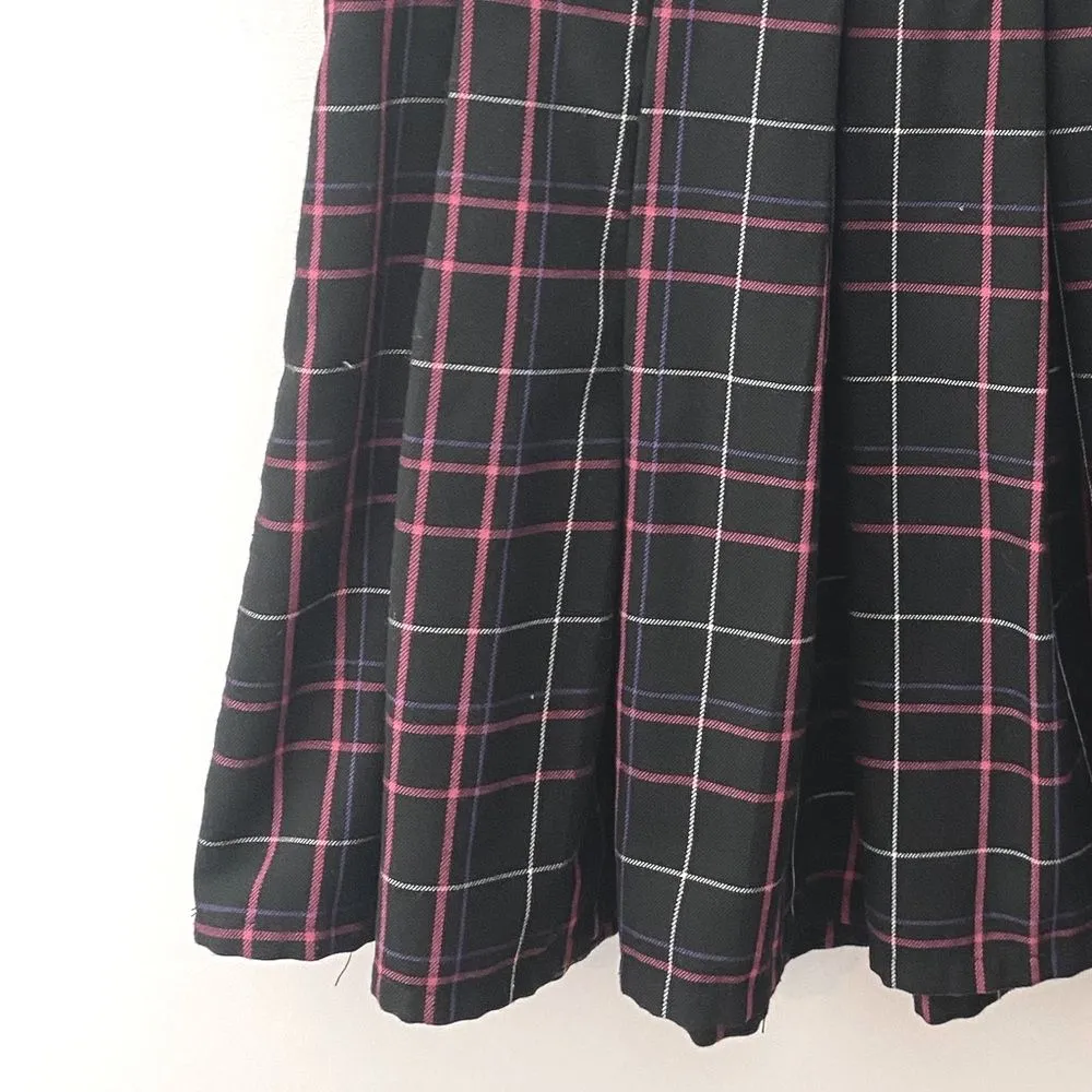 Hot Topic  Plaid Pleated Skirt Medium Black Pink Mini School Dark Academia Goth - Image 4